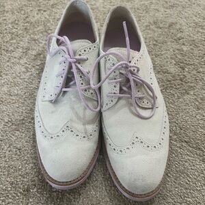 White and Purple Lace-Up Brogues